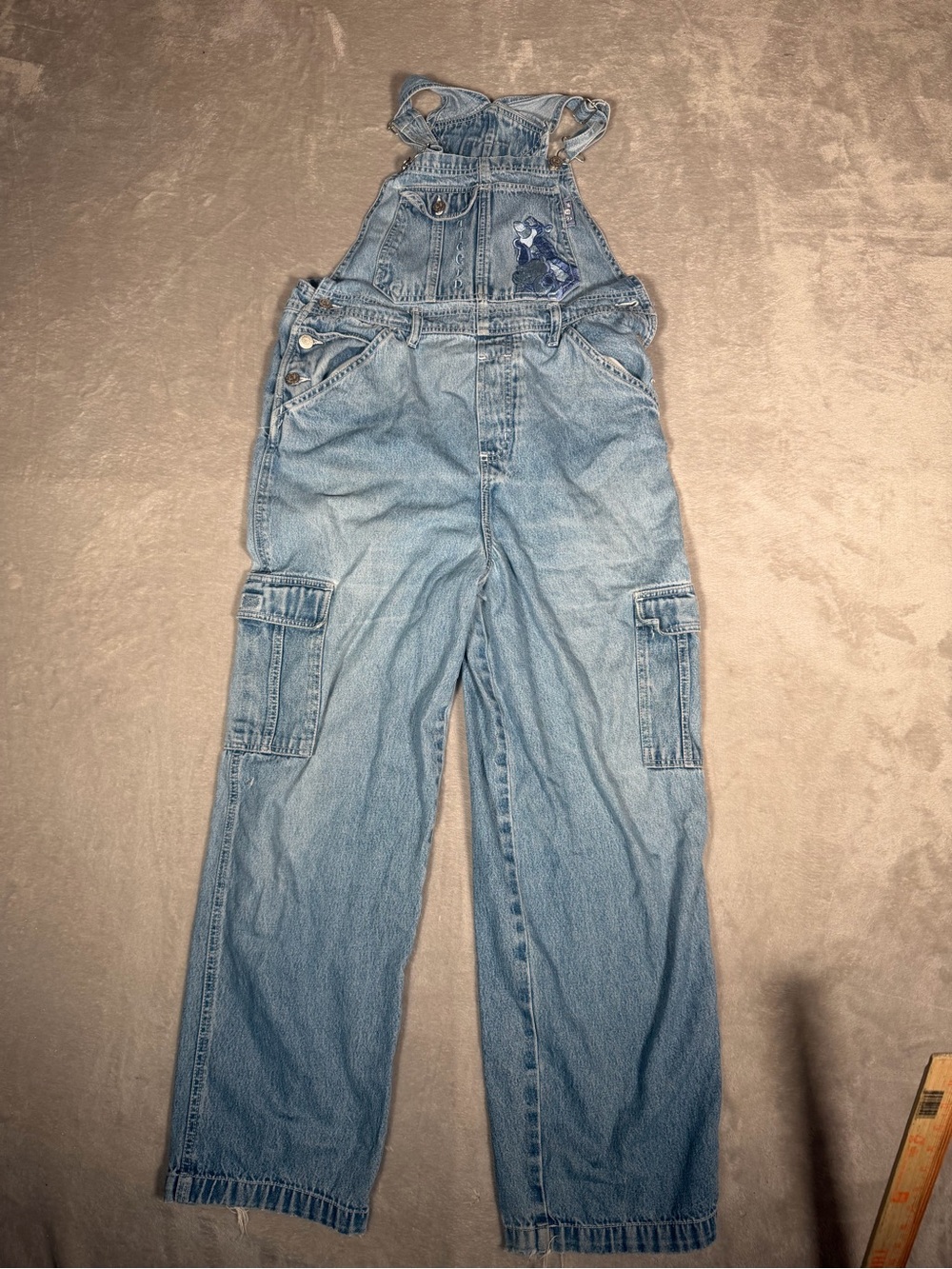 Pooh Clubby Light Wash Denim Overalls with Character Trim
